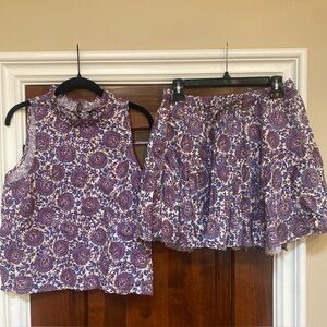 J. Crew 2 piece linen skirt & top in ivory paisley both Sz S